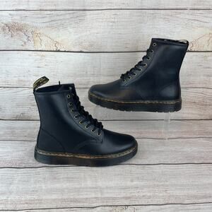 Dr. Martens Zavala NJ004 Womens Sz 9 Combat Boots Black Leather Lace UP